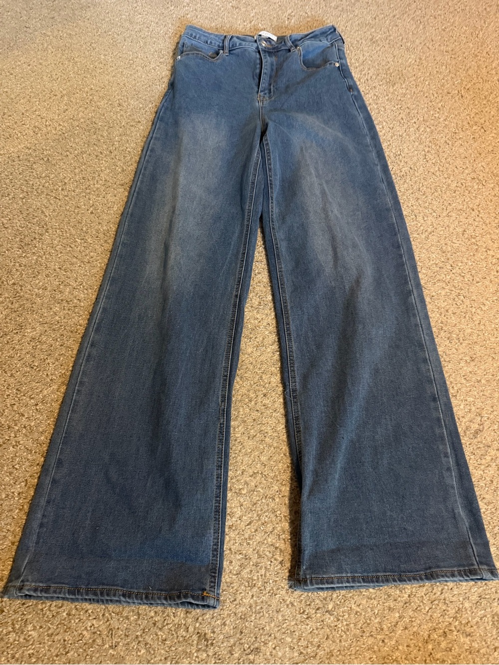 Zeros High-Rise Wide Leg Jeans in Blue Denim